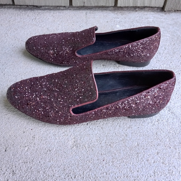 M. Gemi The Parma Loafer Burgundy  Glitter Smoking  Slipper - Picture 3 of 8